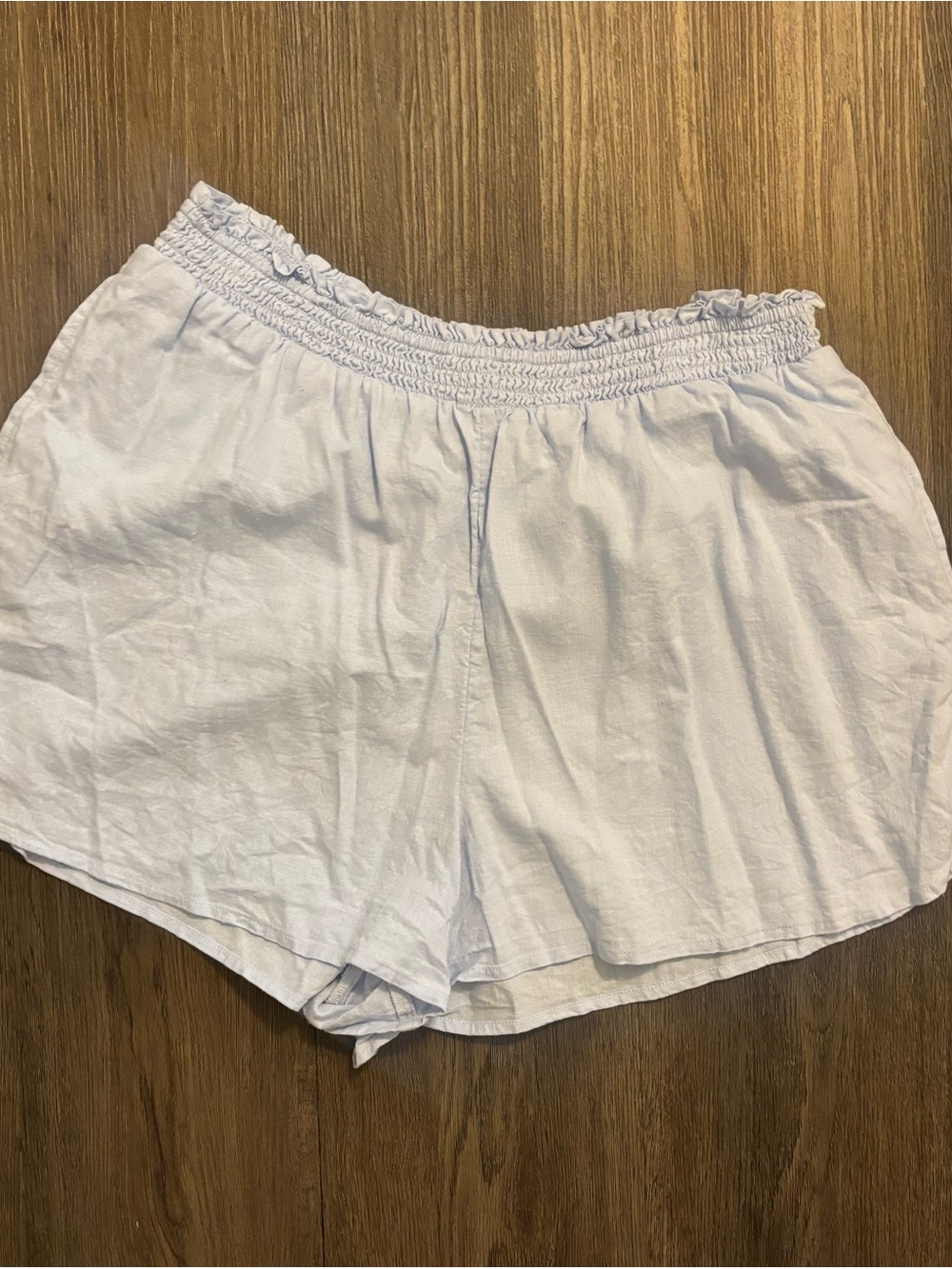 aerie Pale Blue Smocked High-Waist Casual Shorts